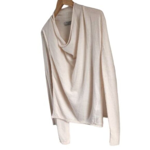 AllSaints Drina Ribbed Asymmetrical Zipper Shoulder Merino Wool Cardigan Size XS - Picture 5 of 8